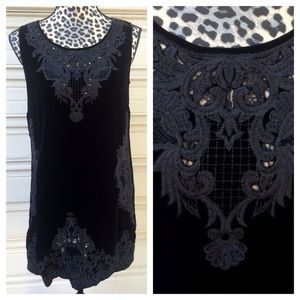 Johnny Was 4 LOVE LIBERTY Black Silk Velvet Dress